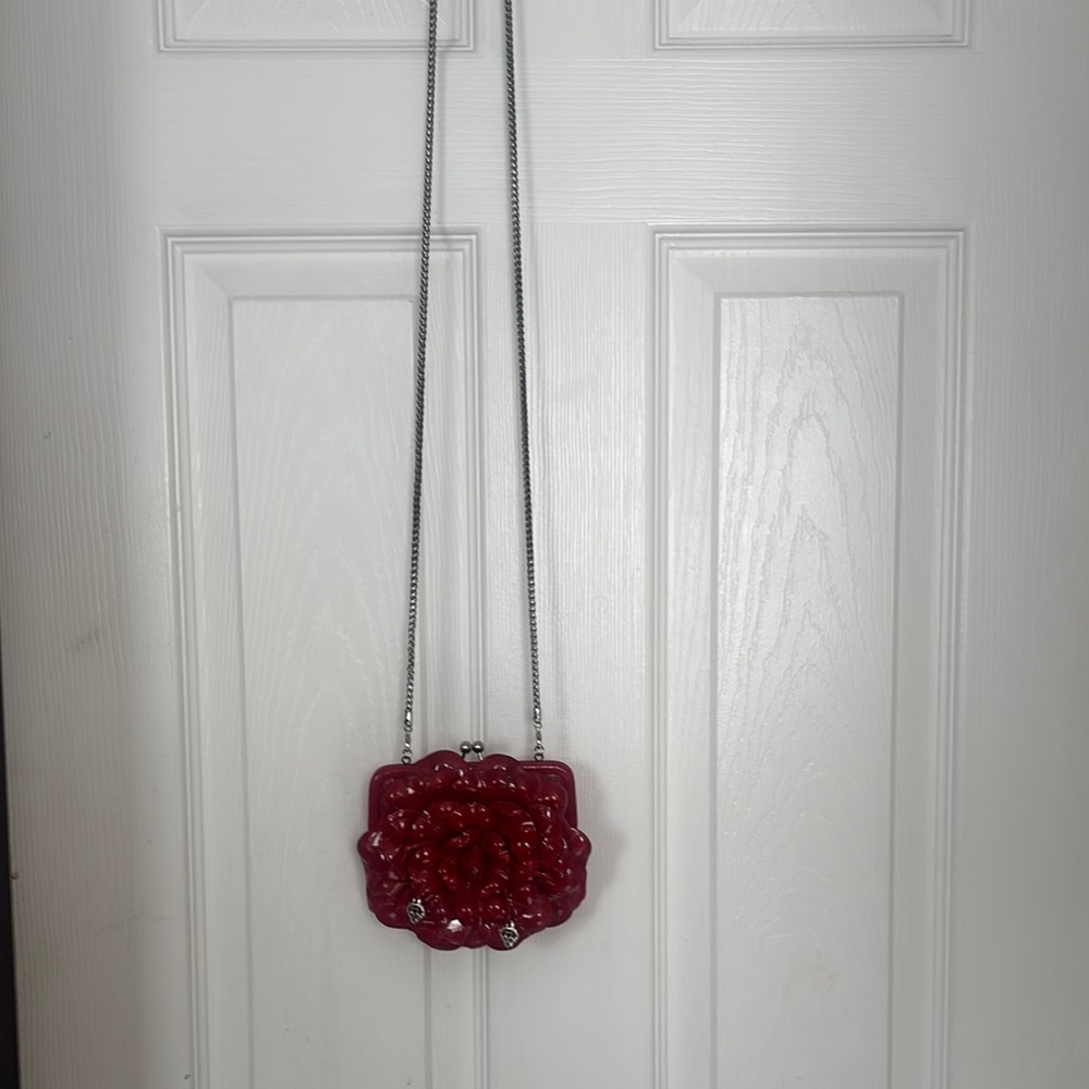Brighton Red Rose Clutch Crossbody  with Sculptural Design